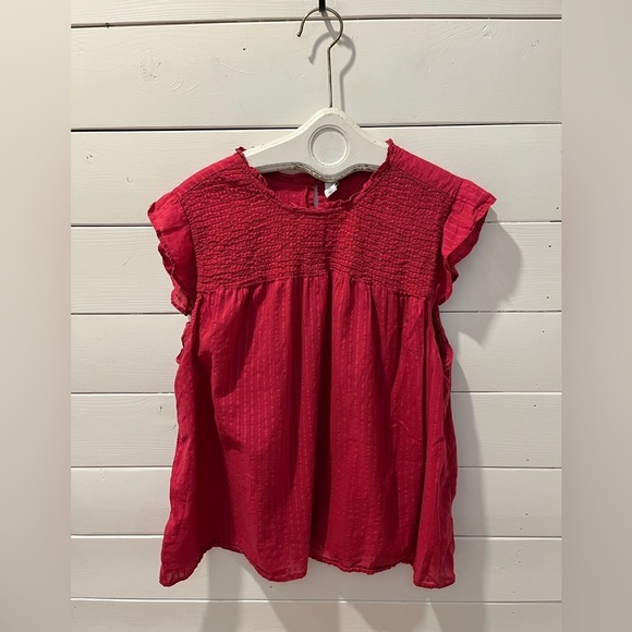 🩷 Red Smocked Flutter Sleeve Top – Old Navy – Size XXL🩷 - Picture 4 of 7